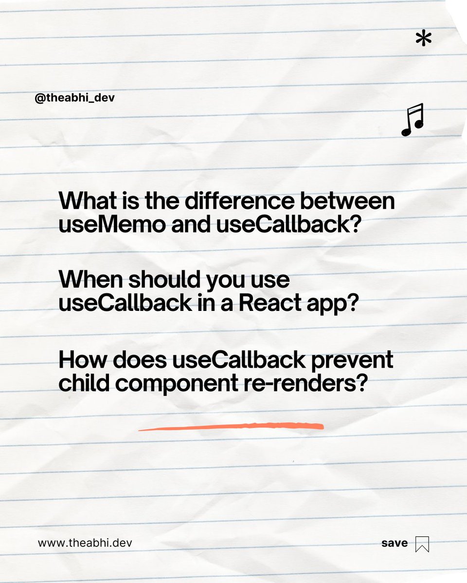 theabhi_dev's tweet image. React Performance Optimization Prep! 💡 Tackle these essential questions about useMemo, useCallback, and useRef for your next interview. 🚀 #ReactInterview #CodingPrep #MERNChallenge 1/2