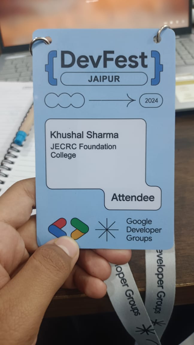 KhushalSha96508's tweet photo. Amazing experience at DevFest organized by @googledevgroups at Rajasthan International Centre, Jaipur.
Big Thanks to @greatdevaks Sir to giving their valuable guidance and time.
@gauravkheterpal
#DevFest2024 # #GDGJaipur # #GenAIApplications
#TechCommunit
#GoogleCloud https://t.co/Hvp3s2TFnn