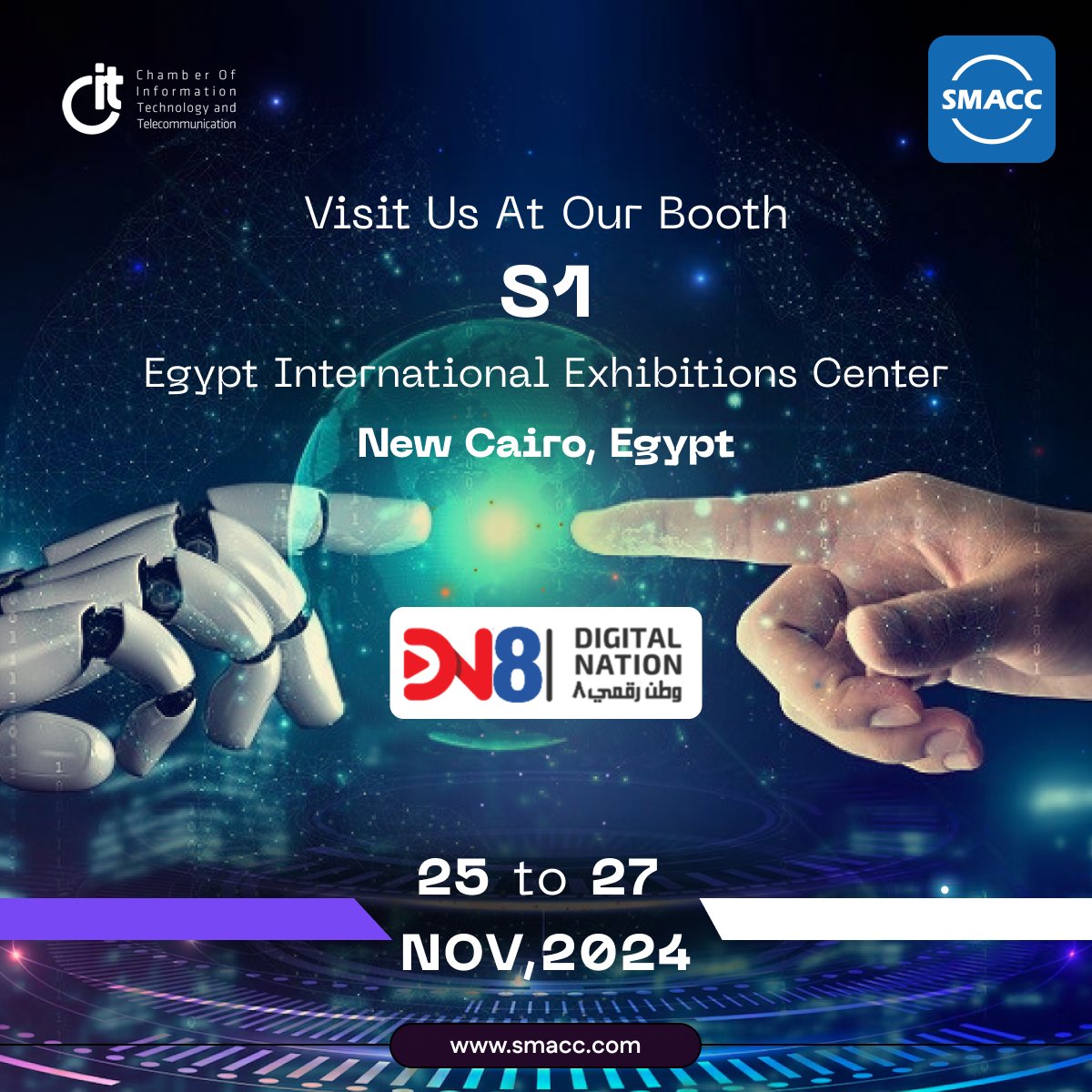 ندعوكم للانضمام إلينا في "معرض ومؤتمر وطن رقمي 8"، حيث يُعد هذا الحدث الرائد فرصة متميزة لاستكشاف أحدث الابتكارات والتقنيات الرقمية التي تدفع نحو التحول الرقمي في مختلف الصناعات! 📍 الموقع: مركز مصر الدولي للمعارض، القاهرة الجديدة - القاعة 2  - جناح S1  📷 التاريخ: من 25 إلى 27