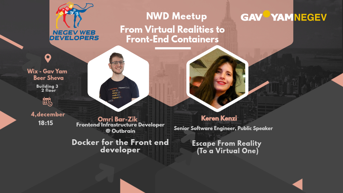 ב 4.12 נפגשים לעוד מיטאפ ... והפעם כולו בלצאת מאיזור הנוחות שלנו ולעבור לאיזורים אחרים ומיוחדים... בנוהל - הגרלות ופיצות ...יהיה שווה!!! ללמוד יחד עם Keren Kenzi   ו <a href="/omri_barzik/">omri bar-zik</a> 

 meetup.com/nwd-il/events/…