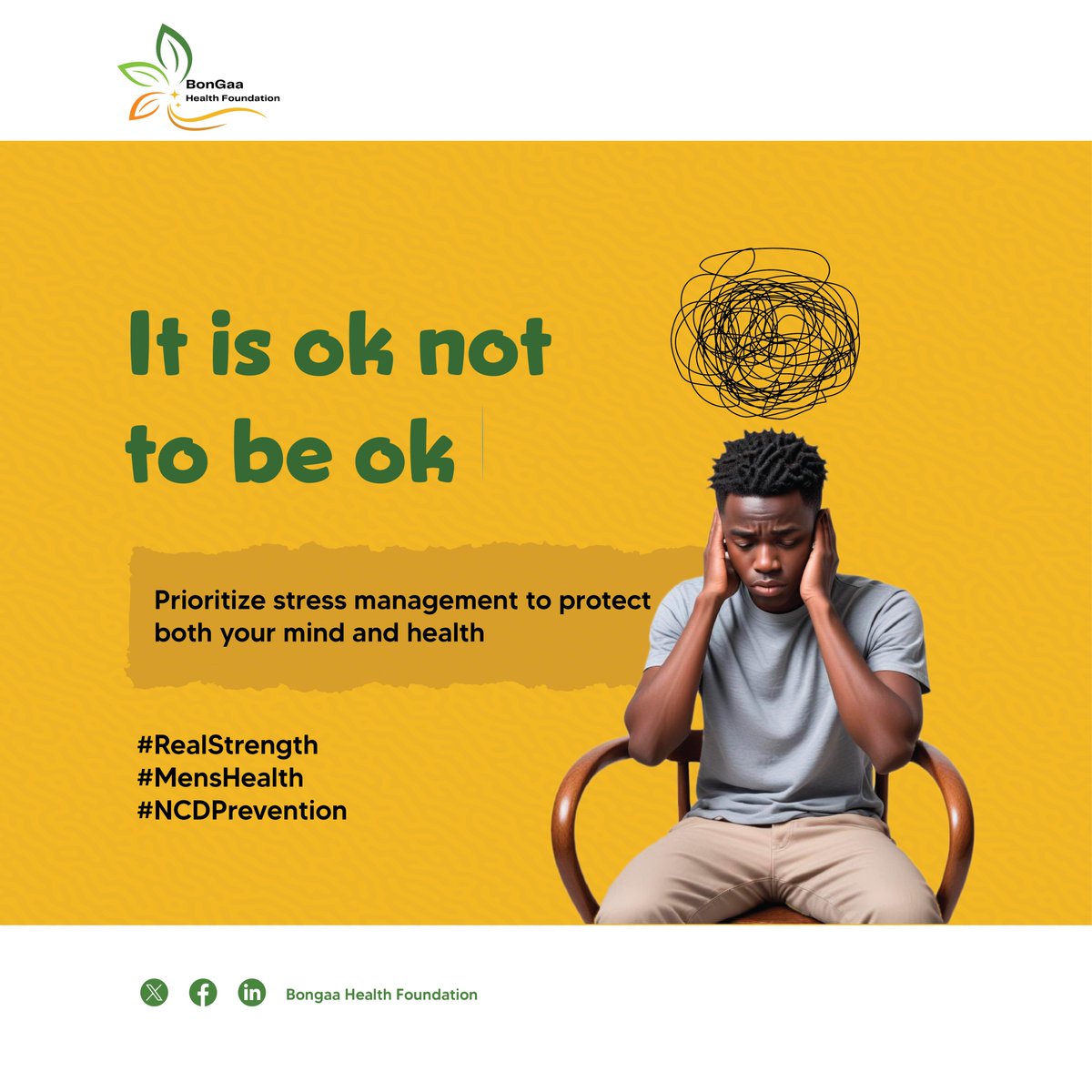 Stress can significantly impact both your mind and body, increasing the risk of non-communicable diseases (NCDs) 
 ✔️ Stay active – even a simple walk can make a difference! 
✔️ Eat balanced meals. 
 okay not to be okay. 
Take control today! 💪 #NCDPrevention #HealthyHabits