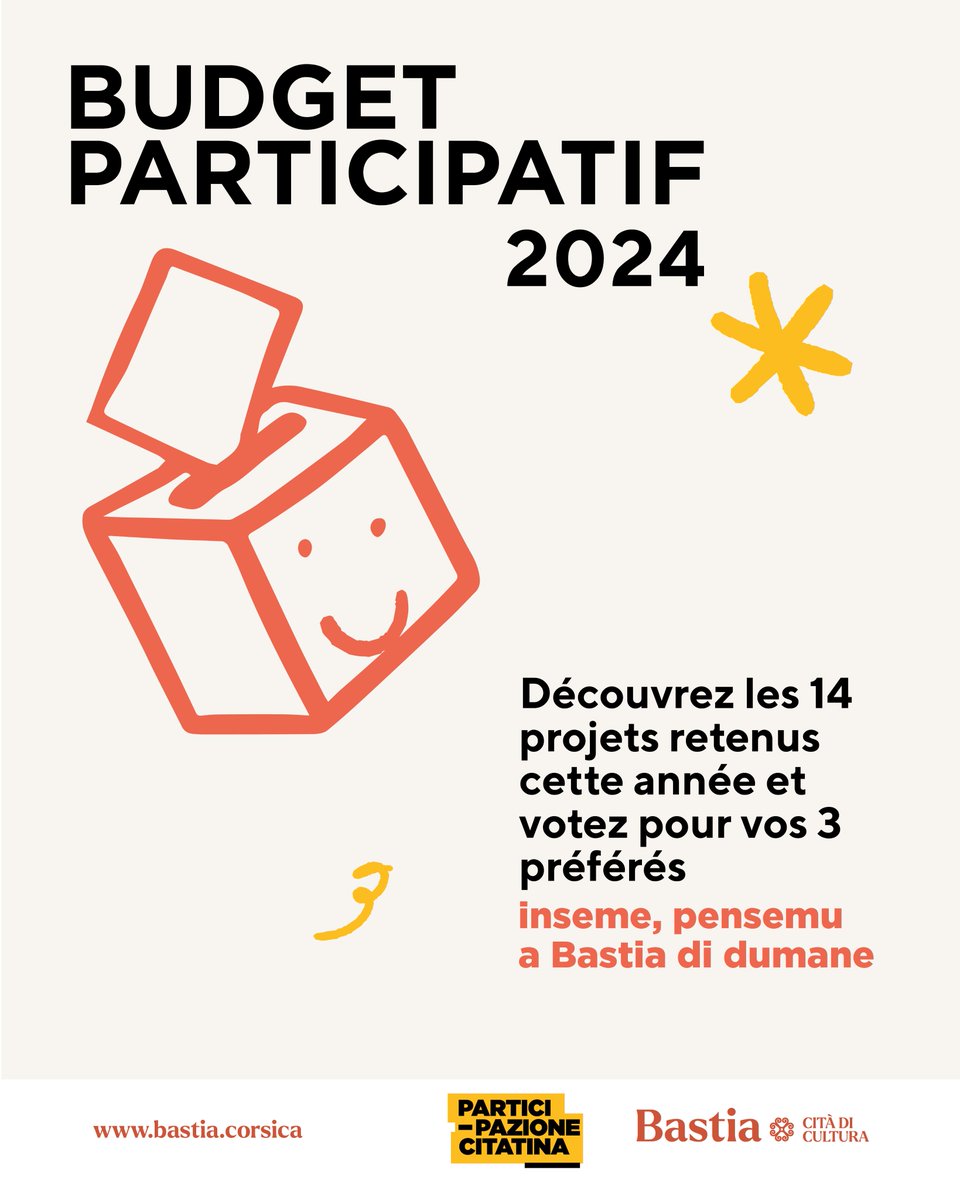 Cita_Bastia's tweet photo. #Citatinanza | À partir d’aujourd’hui et jusqu’au 31/12 , vous êtes invités à choisir vos projets préférés pour cette nouvelle édition du budget participatif. C’est l’occasion de façonner ensemble l’avenir de Bastia !👇🏻
https://t.co/CdGGZSk2QA https://t.co/WfaUvrEWLq