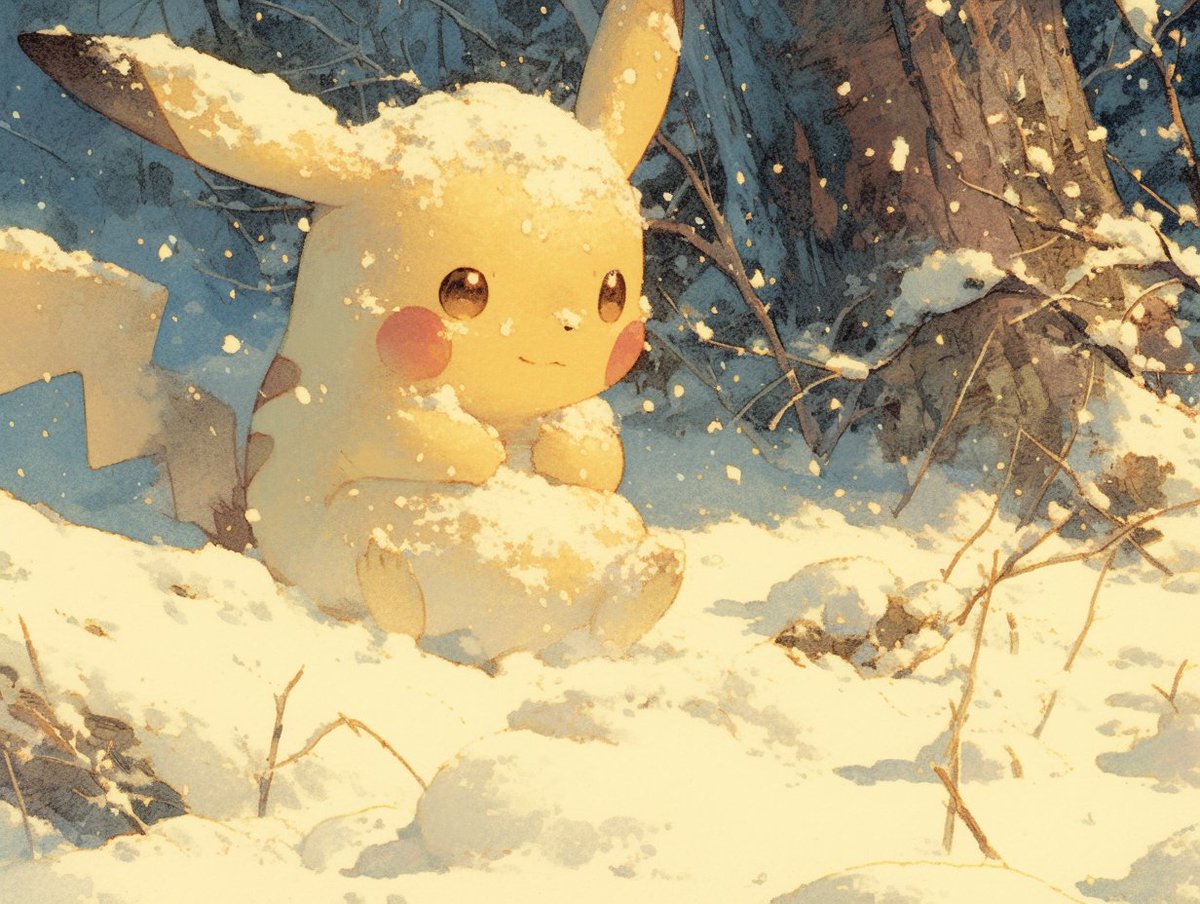 Pikachu and snow