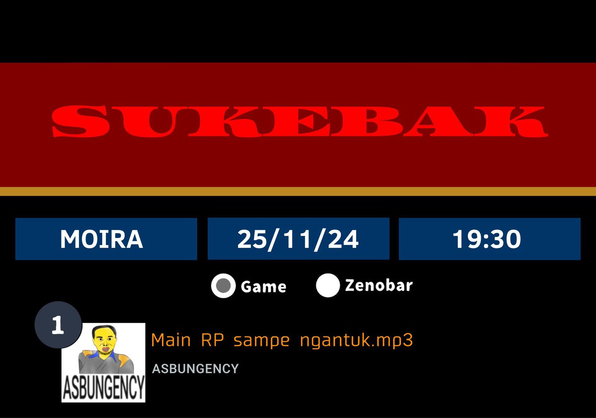 Main rp 𝙉𝙂𝘼𝙉𝙏𝙐𝙆,
ㅤGak main rp 𝙉𝙂𝘼𝙉𝙏𝙐𝙆,
ㅤMending main rp sampe 𝙉𝙂𝘼𝙉𝙏𝙐𝙆.

ㅤㅤㅤㅤ🎮 :  SUKEBAK
ㅤㅤㅤㅤ⏰ :  19:30
ㅤㅤㅤㅤ👤 :  Moira
ㅤ
ㅤ 𝙍𝙀𝙋𝙊𝙎𝙏 𝙛𝙤𝙧 𝙟𝙤𝙞𝙣𝙞𝙣𝙜 𝙩𝙝𝙚 𝙜𝙖𝙢𝙚!