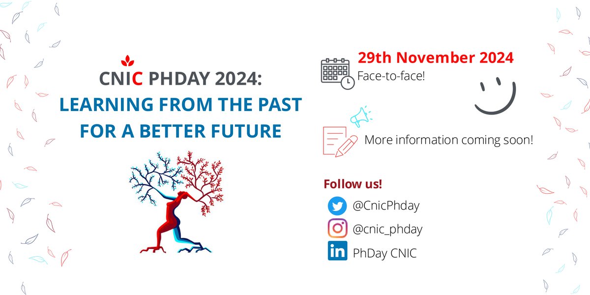🔔Save the Date! Join us for the 10th edition of <a href="/CnicPhday/">CNIC PhDay</a> 2024 on November 29th at <a href="/CNIC_CARDIO/">CNIC</a>📌 This year’s theme is “Learning from the Past for a Better Future.” Don’t miss expert presentations on the role of #science in society and the environment! 🌟 Full program on