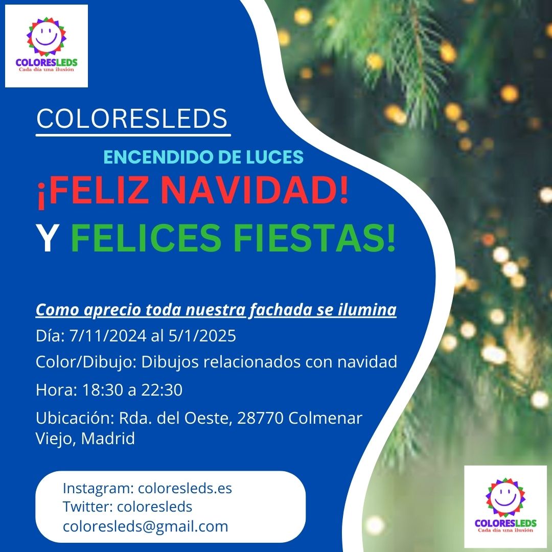 ColoresLEDS's tweet image. Encendido de luces de navidad el día 7/11/2024
De 18:30 a 22:30

#encendidodeluces #navidad #alegria #alegrianavideña #amolanavidad