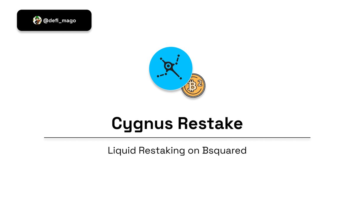 defi_mago's tweet photo. Cygnus Restake on Bsquared - unlocking the future of omnichain liquidity

Modular, efficient, and secure - @CygnusFi empowers networks to customize Restaking while driving seamless coordination and economic security

Still debating where to stake $BTC? Here's why Cygnus Restaking on @BSquaredNetwork outshines 👇