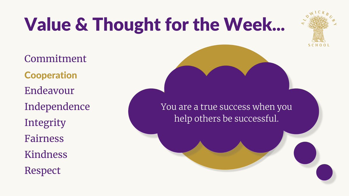 aldwickbury's tweet photo. Value and Thought for the Week

This week we are exploring the value 'Cooperation' and shared this thought.

#aldwickburyvalues #Cooperation https://t.co/wPHQmOjDFa