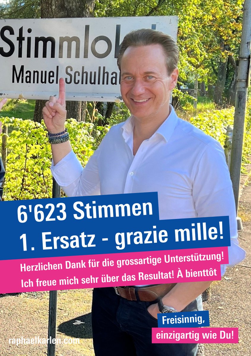 Herzlichen Dank für die 6'623 Stimmen! Damit bin ich auf dem 1. Ersatzplatz und habe die Möglichkeit, in der neuen Legislatur in den Stadtrat nachzurücken. Ich werde mich weiterhin für meine Kernthemen «Gute Rahmenbedingungen für KMU» und «Starkes Bildungsangebot» einsetzen.