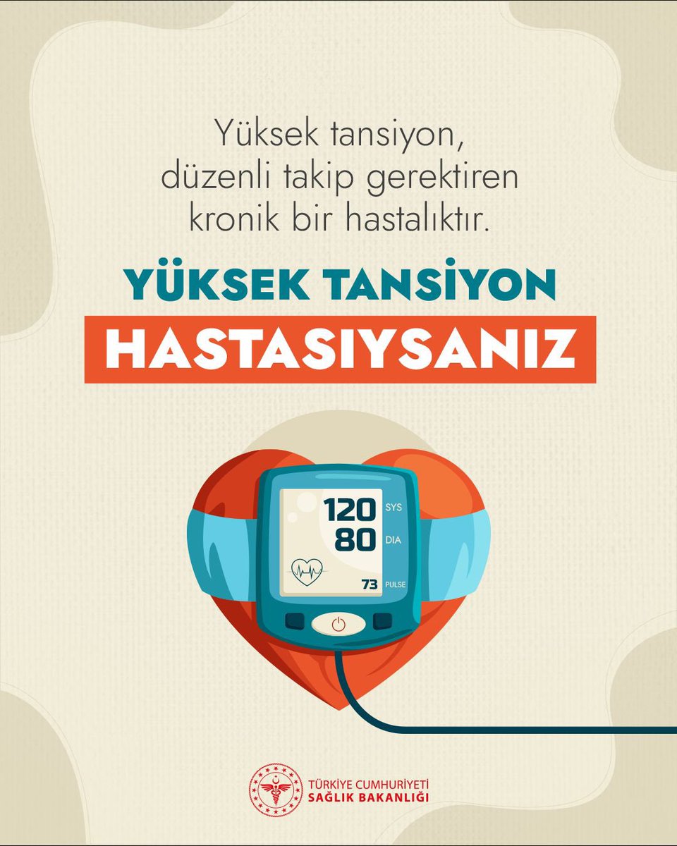 saglikbakanligi's tweet photo. Yüksek tansiyon, düzenli takip gerektiren kronik bir hastalıktır. https://t.co/IqSVCJ2sYb