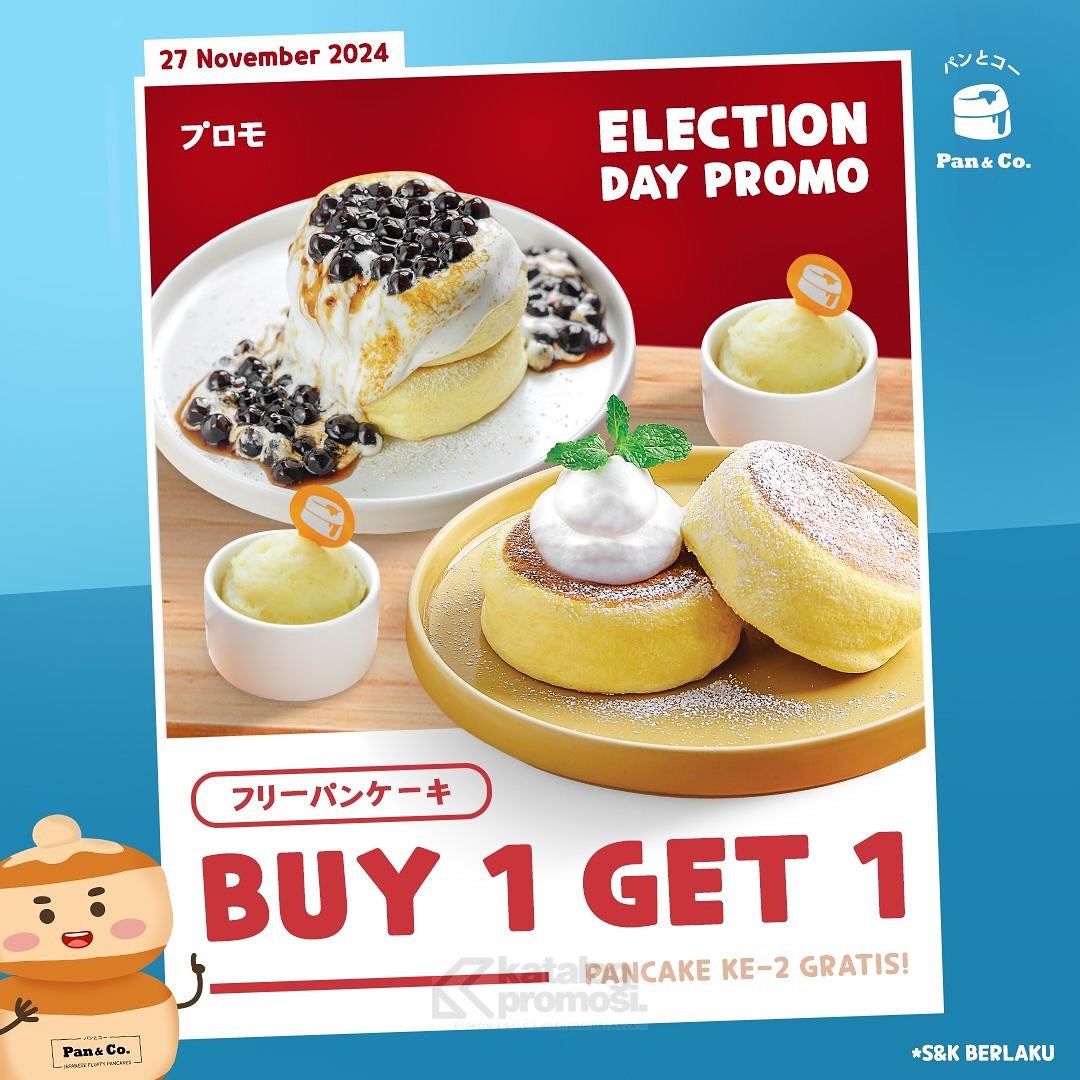 katalogpromosi's tweet photo. Rayakan Pilkada dengan promo spesial di Pan&Co! Beli 1 pancake sweet dan dapatkan 1 pancake original gratis! Hanya berlaku 27 Nov 2024. Jangan sampai terlewat! 🥞✨
https://t.co/ZwFdbaGX1N
#PromoPilkada #PancakePromo #PanCo https://t.co/WNtIu9j1Ke