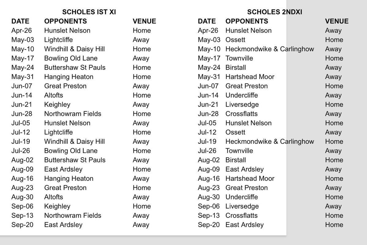 2025 Fixtures