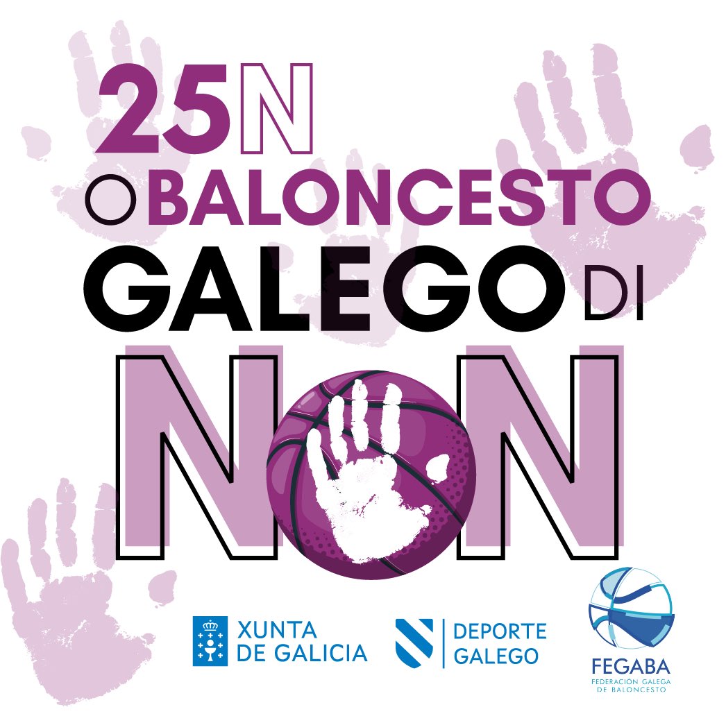 FGB_Baloncesto's tweet photo. O #BaloncestoGalego #diNON á violencia contra as mulleres 🟣
🟣 Hoxe #25N e cada día, dicimos NON ❌ á violencia machista, dentro e fóra das pistas.
✋🏻No Deporte e na vida: o noso é un enérxico NON ante todo tipo de violencias contra as mulleres.
#diNON
#DíadaEliminacióndaViolenciacontraasMulleres