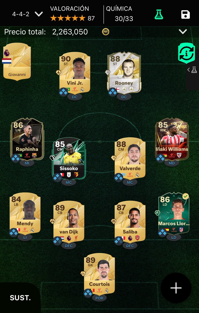 PelayoLopez10's tweet photo. @TonyRM09_ @JuniorSintress Uso 4-4-2 y las tácticas de Andoni. Tengo este equipillo, la próxima mejora será Llorente por no sé quién aún. https://t.co/uq0JRlzURz