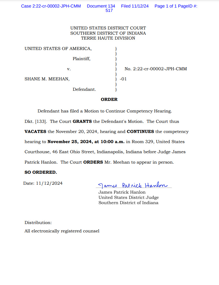 theCatTastrophy's tweet photo. When trying tentacles of the #Delphi case, delay, delay, delay. An ex-corrections officer threw a Molotov Cocktail at a FBI building, then shot and killed Detective Greg Ferency, Joint Terrorism Task Force member & one of the Holy #Odin Report Three. July 7, 2021 marked the end of #Ferency's life & the end of the three year investigation. Shane Meehan's trial in federal court has been repeatedly continued since its original October 11, 2023 date. On April 5, 2024, Meehan set fire to his latest March 2024 trial date when he filed a notice of insanity defense under Rule 12.2(a). His competency hearing may actually occur at 10:00 a.m. considering the Delphi murders case is over, & #RickAllen has been convicted.