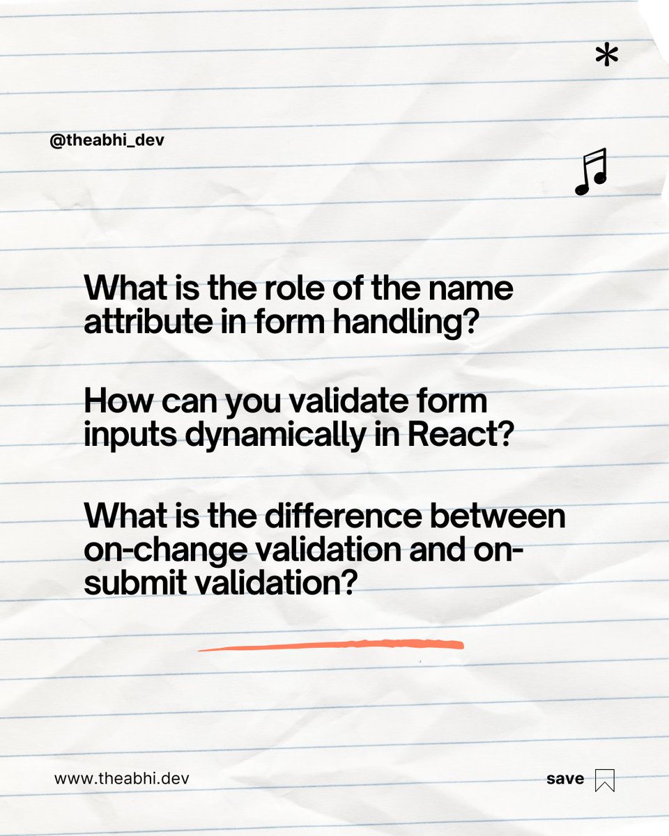 theabhi_dev's tweet image. React Form Handling Interview Prep! 💡 Master these questions to ace your next React interview on forms, validation, and state management. 🚀 #ReactInterview #CodingPrep #MERNChallenge 1/2