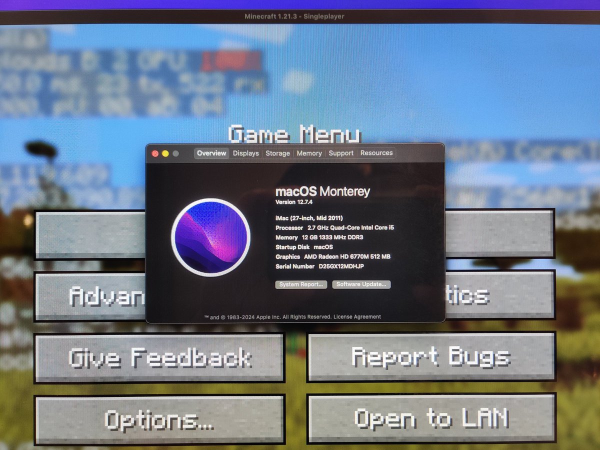 Running newer macOS on unsupported Macs is unreasonably satisfying. Especially when games work and run decently well.
This is also running with a 1TB HDD. Haven't gotten around to replacing it

This is possible with the OpenCore legacy patcher