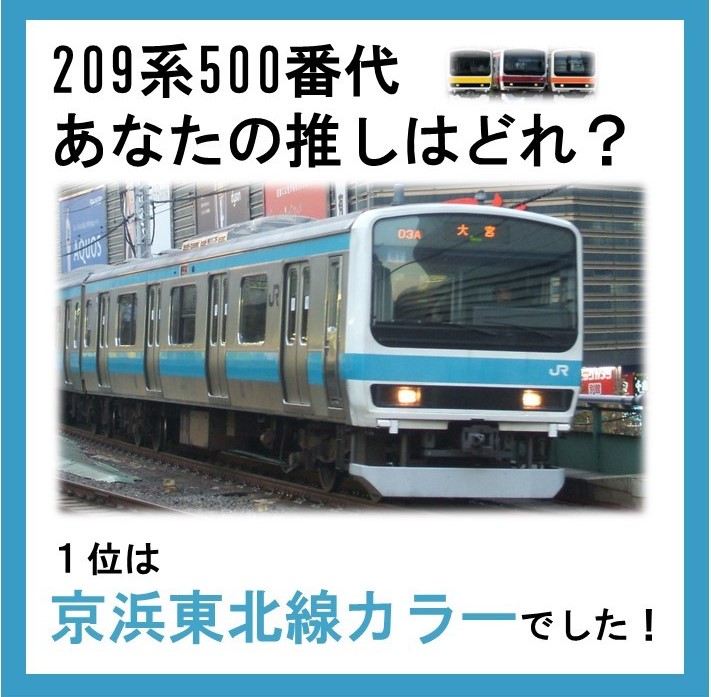 推しの209系500番代カラー1位は「京浜東北線」カラーでした／ たくさん