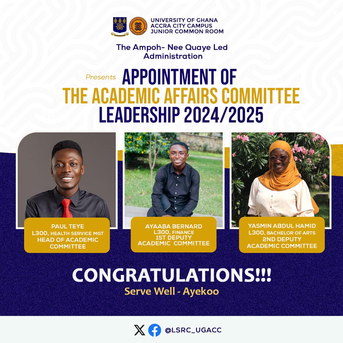 LSRC_UGACC's tweet photo. UGACC ACADEMIC AFFAIRS COMMITTEE APPOINTEES 2024/2025 https://t.co/x9LA2kXvQE