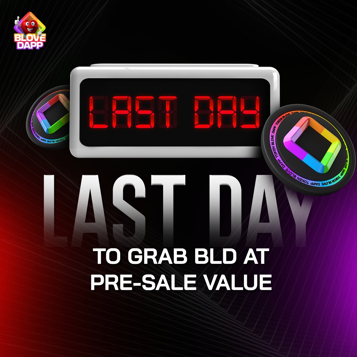 🚨 Day 3 = FINAL CALL! 🚨

$BLD at Pre-Sale value is slipping through your fingers!
Don’t let tomorrow’s FOMO hit you like a brick. 🧱

Act now, thank us later. 🔗

#BLDPreIDO #Day3Live #Lastchance #BLoveDApp #TokenSale #RiseWithBLD #LimitedTimeOffer
#BSCChain #CryptoOpportunity