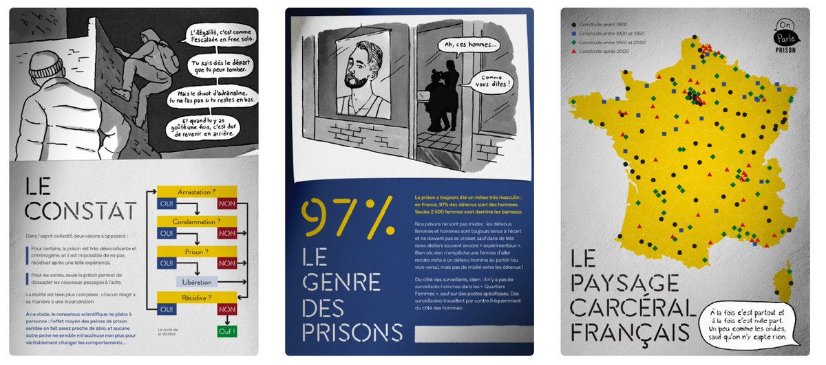 Benjamin Monnery (@monneryb) on Twitter photo Aujourd'hui, c'est le lancement de notre projet "On Parle Prison" 🥳
1⃣ un site web interactif on-parle.fr pour découvrir la prison et ses enjeux au gré de conversations illustrées
2⃣ une expo ces 2 prochaines semaines <a href="/UParisNanterre/">Université Paris Nanterre</a>
Alors on parle prison ?
RT 🙏 Aujourd'hui, c'est le lancement de notre projet "On Parle Prison" 🥳
1⃣ un site web interactif on-parle.fr pour découvrir la prison et ses enjeux au gré de conversations illustrées
2⃣ une expo ces 2 prochaines semaines <a href="/UParisNanterre/">Université Paris Nanterre</a>
Alors on parle prison ?
RT 🙏