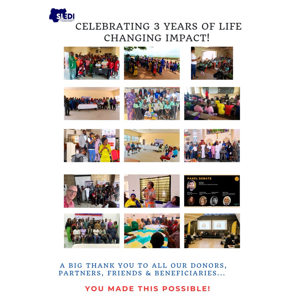 SIED_Initiative's tweet photo. @SIED_Initiative @3!

A very big thank you to all our donors, partners, friends &amp; beneficiaries...you all made our recorded successes possible. 

There is a lot to be done in the coming years and we trust in your support to get us there. 
#EducationMatters
#inclusion https://t.co/bEEbBLzbkD