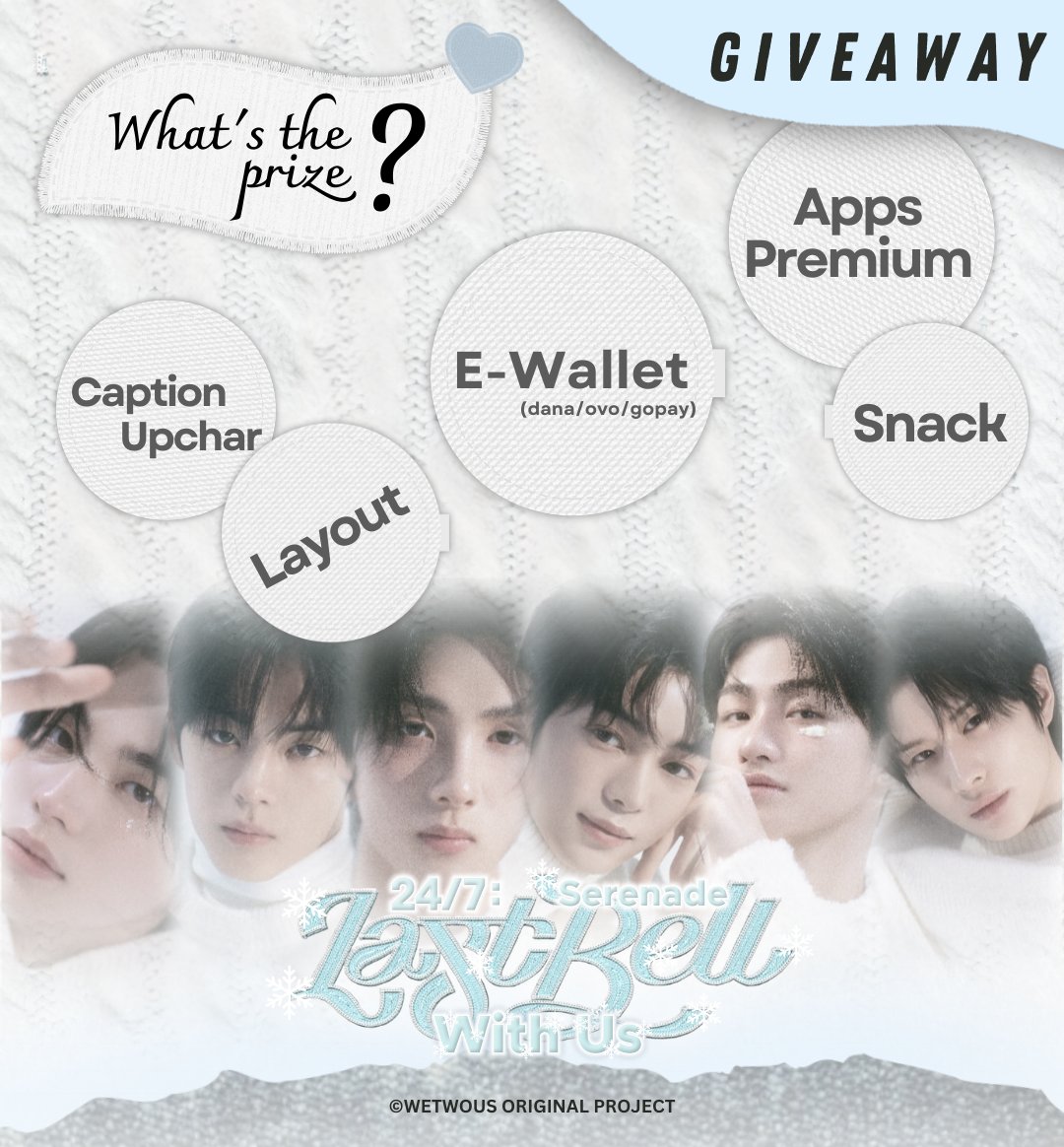 WeTwoUs's tweet image. ㅤ
❄️ / Various prizes have been prepared along with several rules that must be followed to get the 𝗴𝗶𝘃𝗲𝗮𝘄𝗮𝘆 provided. So pay close attention to what is written in it, and don't miss any of the rules that must be obeyed. 🔔
ㅤ