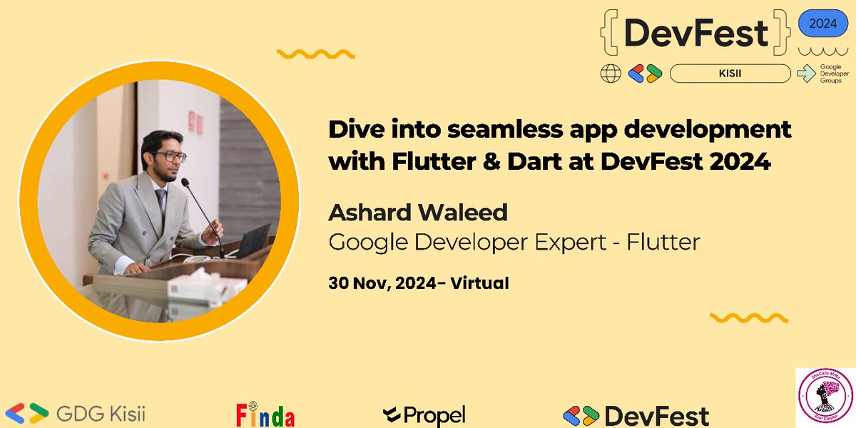 GDG_Kisii's tweet photo. Meet @wal_33d, a core mobile technologist, an author, Founder of Flutter Xchange, and a community lead of Flutter communities. He'll deliver a session on Seamless app development with @FlutterDev and @dart_lang. 
Join us and  learn from him. #DevfestKisii #DevFest2024 https://t.co/IV8DZL2f9O