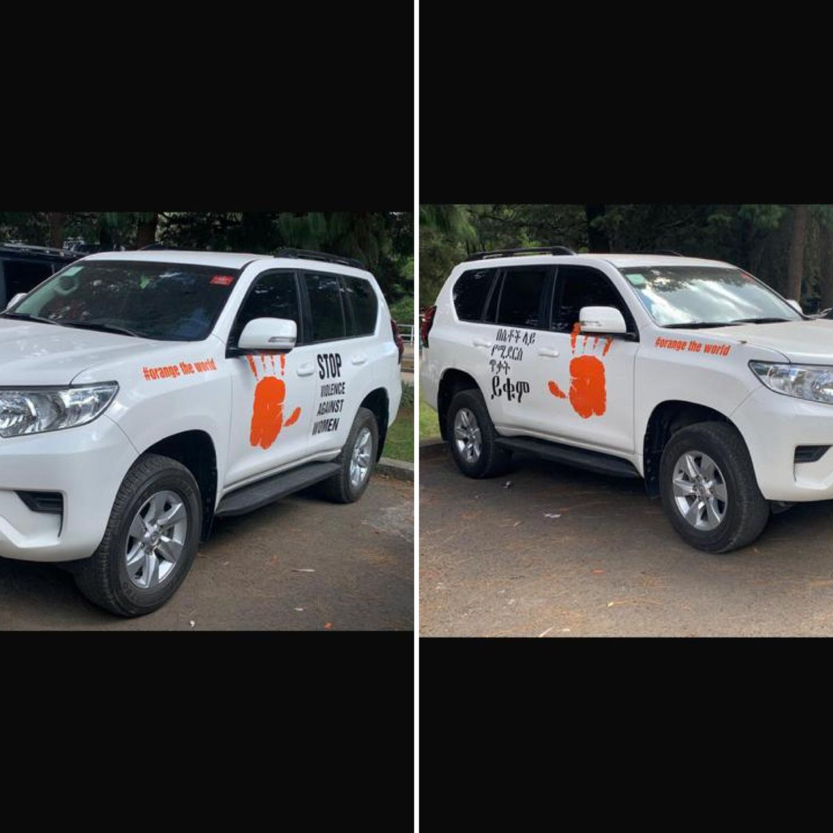 parfait_onanga's tweet photo. As SRSG @UNOAU_, I am proud to stand with the #HeForShe movement &amp; support the #16Days Of Activism. Together, we can end #GBV &amp; create a world where equality thrives. Thanks @GerEmbAddis my car wears this message loud &amp; clear—let’s drive change! #OrangeTheWorld #NoExcuse🤚🏿 https://t.co/wpTQWwLeGY