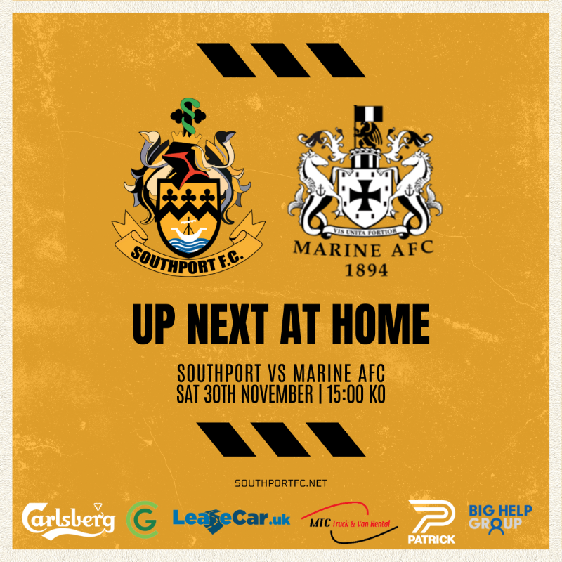 southport_fc's tweet photo. 👀 Up next... It's the big one!

We host @MarineAFC this Saturday, 3PM KO, and we need your support. 🫵

Tap for tickets ⤵️