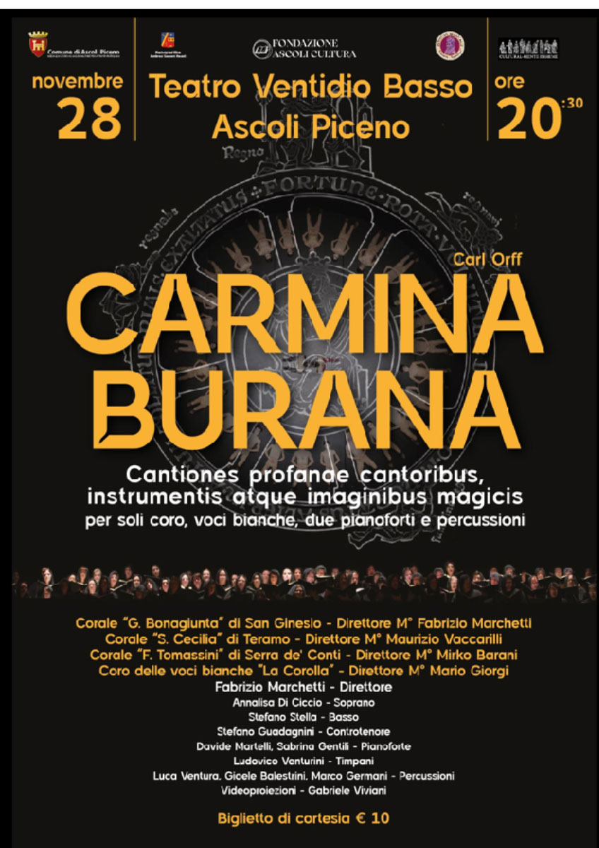 Giovedì 28 novembre, alle ore 20.30, il teatro Ventidio Basso ospita "Carmina Burana". Un'occasione imperdibile per immergersi nell'energia travolgente dell'opera di Carl Orff esplora la fragilità umana e il potere ineluttabile del destino.

facebook.com/ascolipiceno/p…