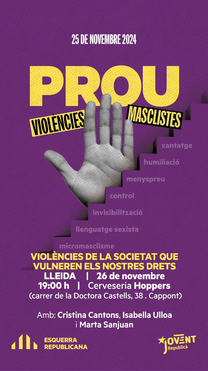 Donem suport al 25N💜, el Dia Internacional contra la violència masclista, reafirmant el nostre compromís per a construir una societat més igualitària, justa i segura ✊🏻💜