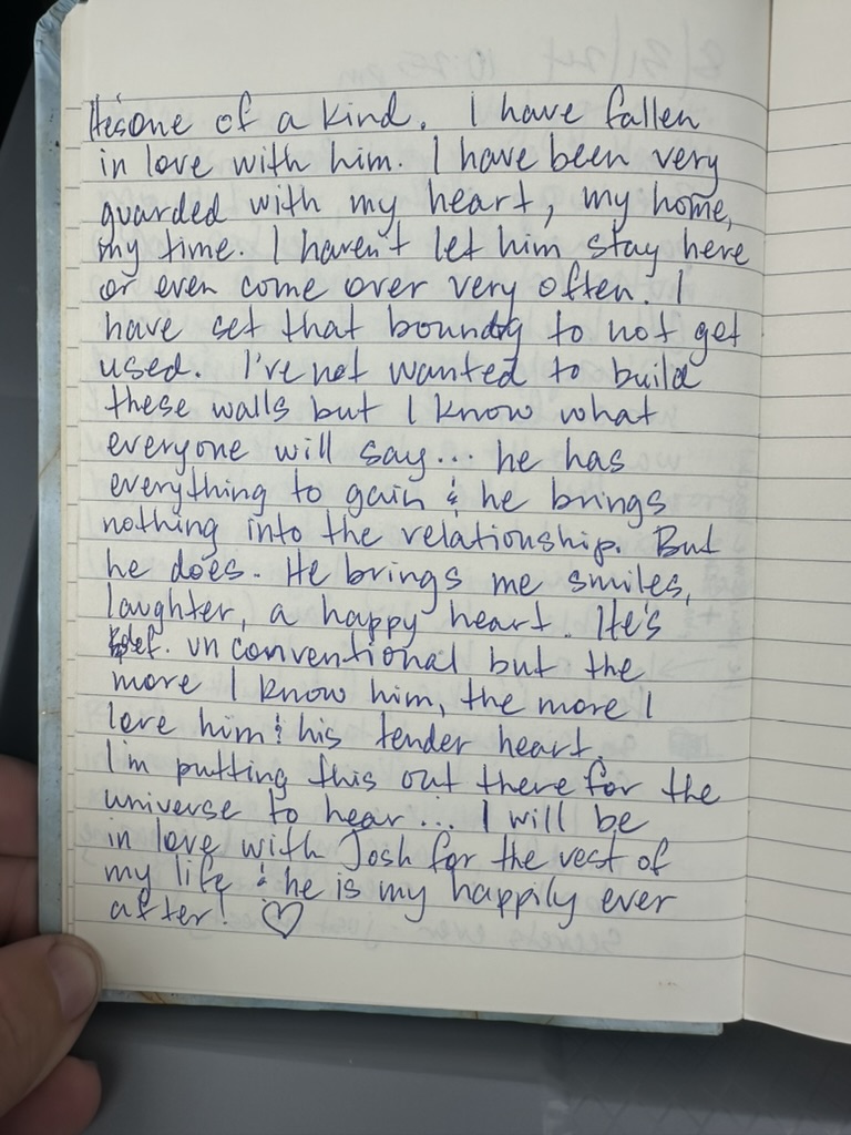So the woman that I dated this summer wrote this about me. She says she loves me.. but doesn't want to be my girlfriend or date. Toxic? (this is in MY journal, not hers- fwiw)