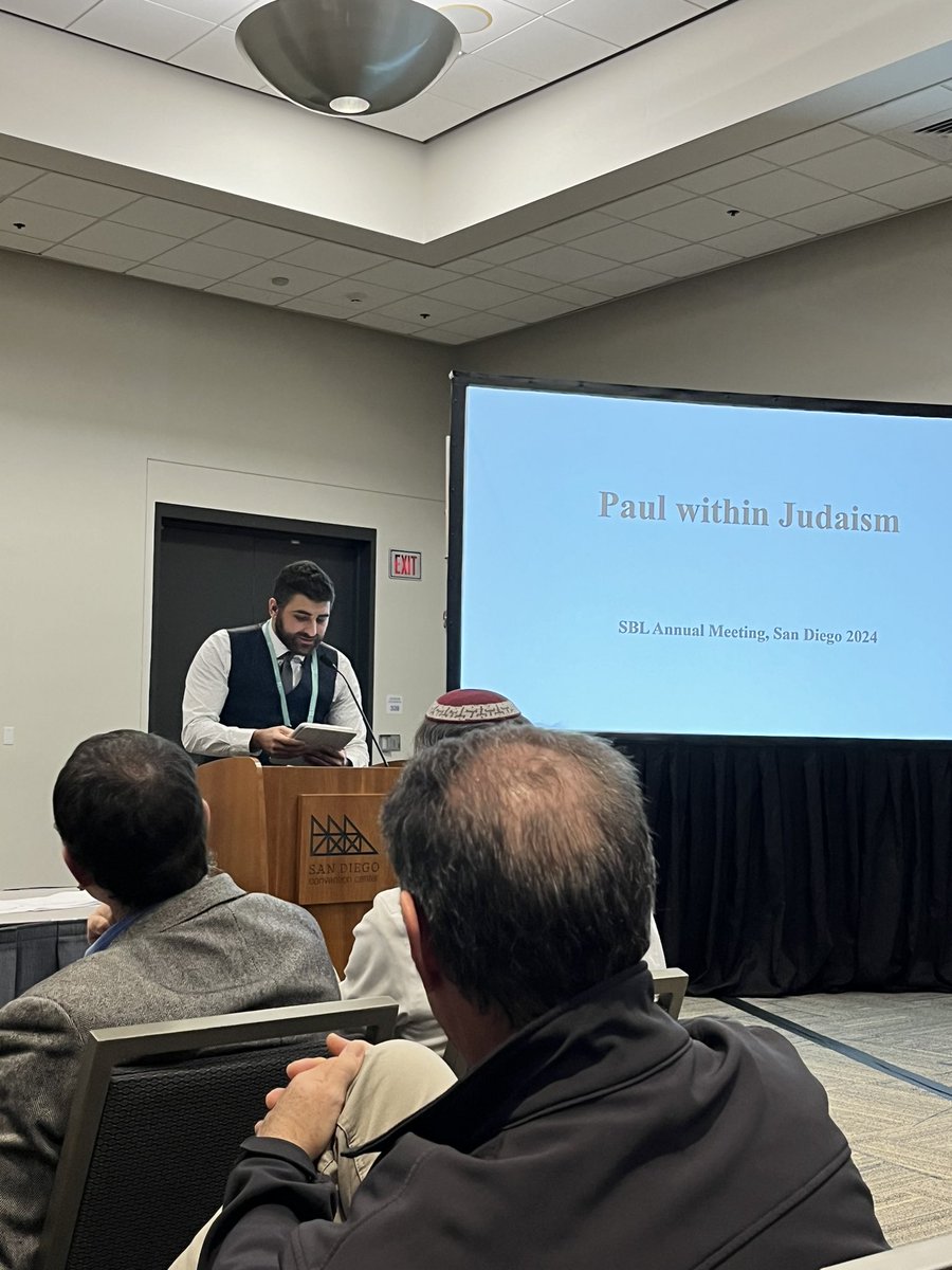 evan_vossman's tweet image. As predicted, @lllogannnnn and @paulthomasloan totally knocked it out of the park with their paper on Rom 14 as referring to idol meat instead of Shabbat/kashrut laws. Excellent work to both of you! #SBLAAR24