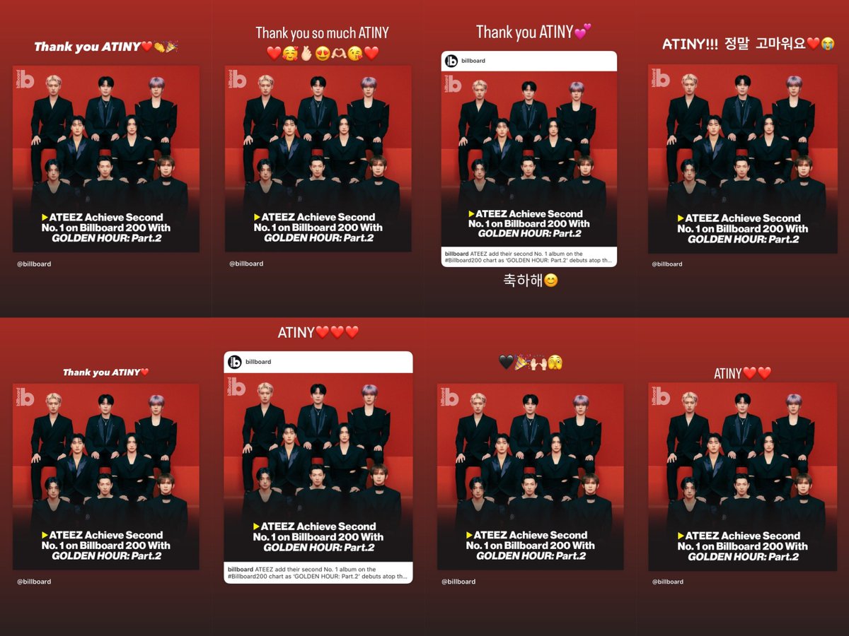 zhouang1024's tweet photo. ateez thanking atinys for #1 on billboard 200 🥹 https://t.co/AAhtREsVIf