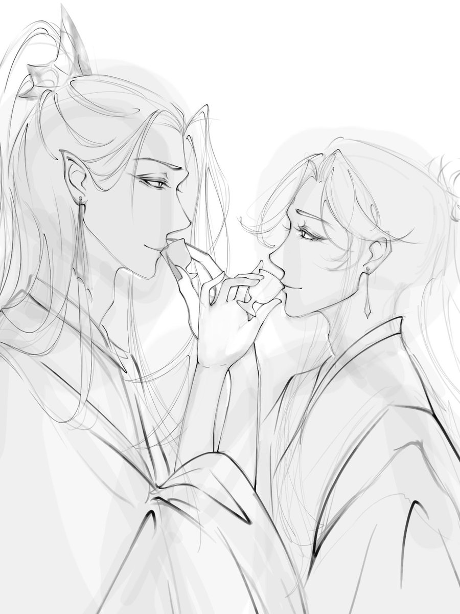 TheSmellOfInk's tweet photo. #beefleafweek2024 Day 5: Cup of Wine
Couldn’t finish my piece in time 🥹 I wanted to draw them locking arms and drinking wine on their wedding day, but was too busy. I’ll get back to it one day
#beefleaf #tgcf #双玄 #天官赐福 https://t.co/o6YumnQZaY