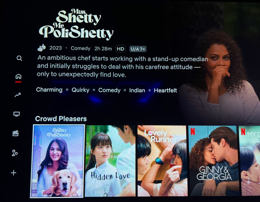 AnushkaZ_MH_FC's tweet photo. Netflix features #MissShettyMrPolishetty in their Crowd Pleaser Category 🔥.
#AnushkaShetty #BlockbusterMSMP @MsAnushkaShetty @UV_Creations @filmymahesh @NaveenPolishety https://t.co/21sMk4cM5U