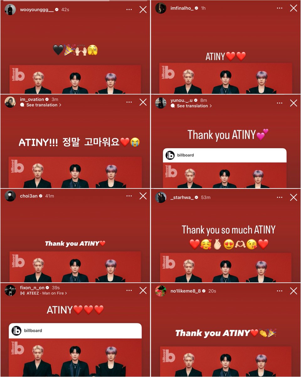 ot8 on ig stories. they are so happy 🥹🤍