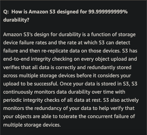 v (@iavins) on Twitter photo how is S3 designed for 99.999999999% (eleven nines) durability? how is S3 designed for 99.999999999% (eleven nines) durability?
