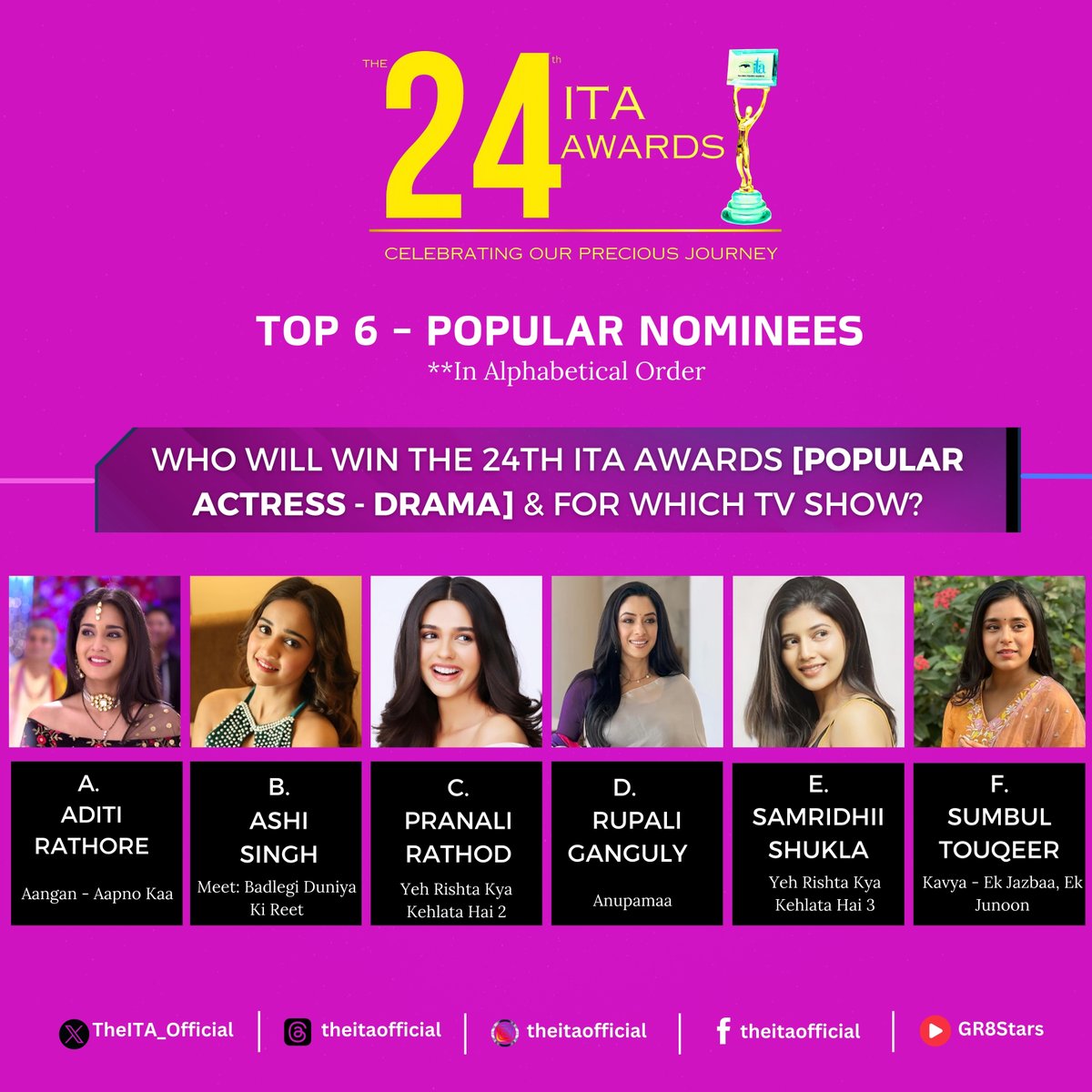 #ITAAwards (@theita_official) on Twitter photo Top 6- Nominees Popular Popular TV Actress
<a href="/Ashisinghh/">Ashi Singh</a> <a href="/TheRupali/">Rupali Ganguly</a> <a href="/TouqeerSumbul/">Sumbul Touqeer</a>
#ITAAwards #ITA2024 Top 6- Nominees Popular Popular TV Actress
<a href="/Ashisinghh/">Ashi Singh</a> <a href="/TheRupali/">Rupali Ganguly</a> <a href="/TouqeerSumbul/">Sumbul Touqeer</a>
#ITAAwards #ITA2024