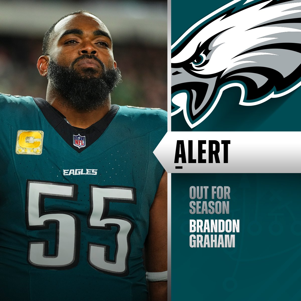 NFL's tweet image. Eagles pass rusher Brandon Graham says he tore his triceps and will miss the rest of the season.