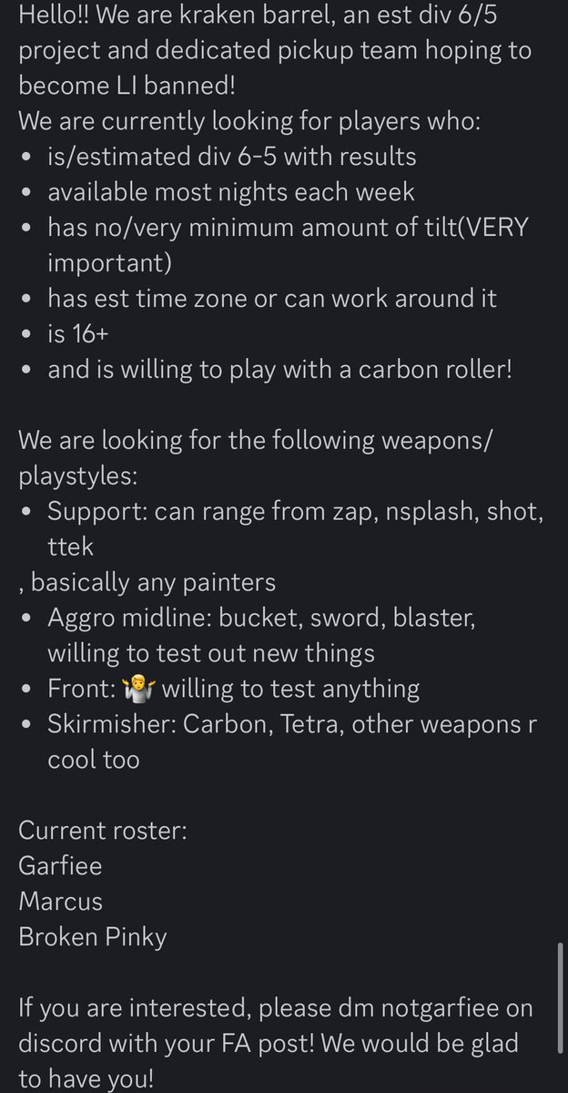 Kraken barrel is once again looking for more players, so please share this🙏❤️