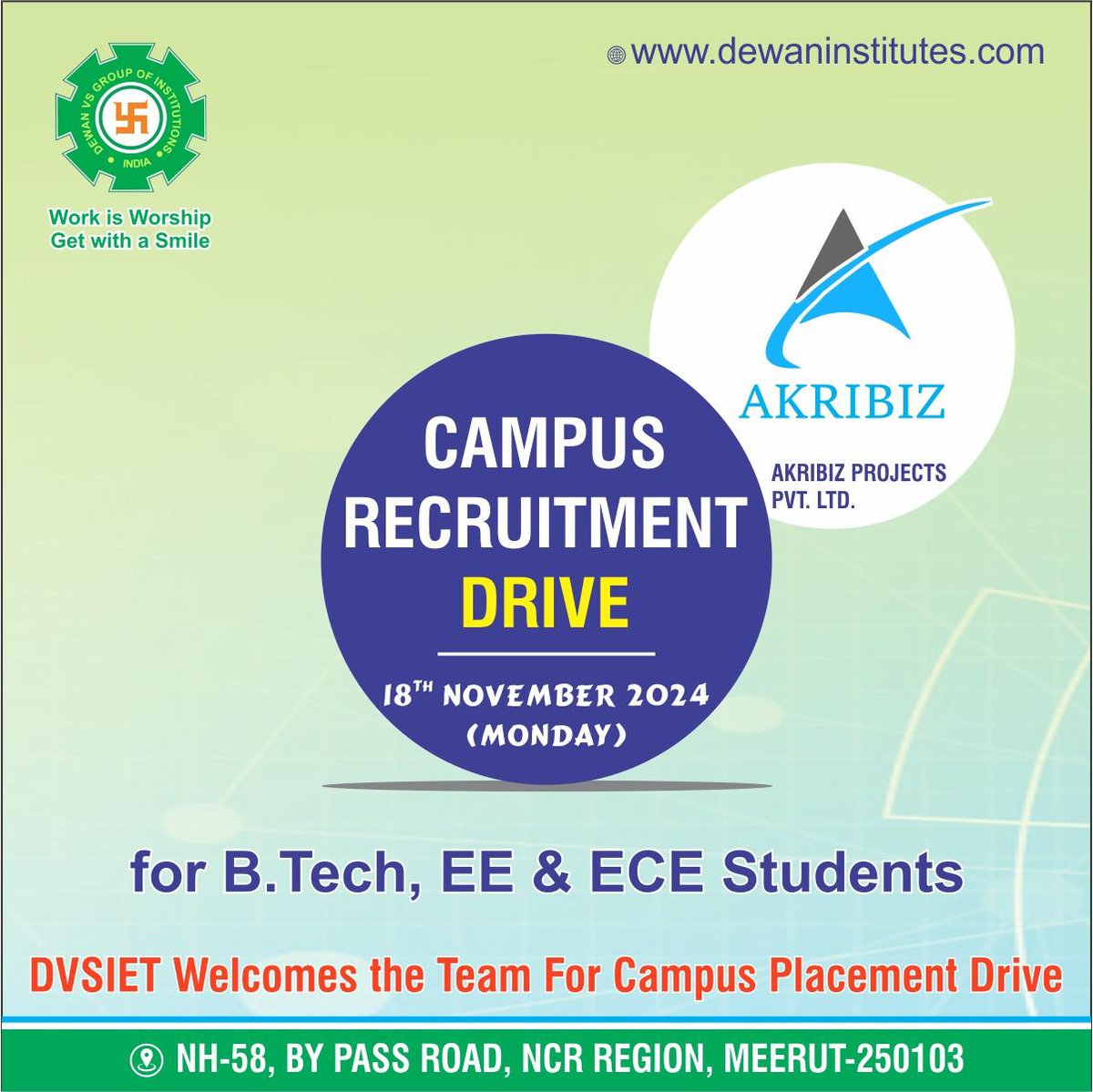dewangrp's tweet photo. Dewan VS Institute of Engineering & Technology conducted a campus placement drive for the students of https://t.co/KNlG0bT9qG (EE & ECE) for the company Akribiz Projects Pvt Ltd.
#DVSIET #DVSGI #campusplacement https://t.co/LX09lhySHw