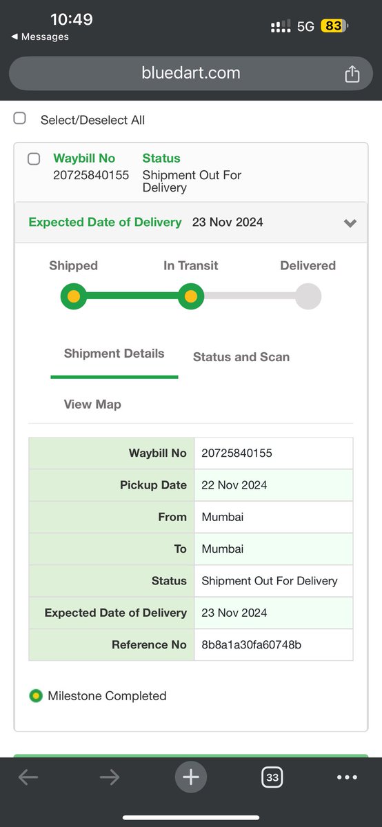 sauravbasu30's tweet photo. @BlueDart_ @BlueDartCares Can you pls deliver this today and intimate the delivery guy to call me for delivery ASAP. This was supposed to be delivered by Friday 23rd November https://t.co/a4CCAHfueW