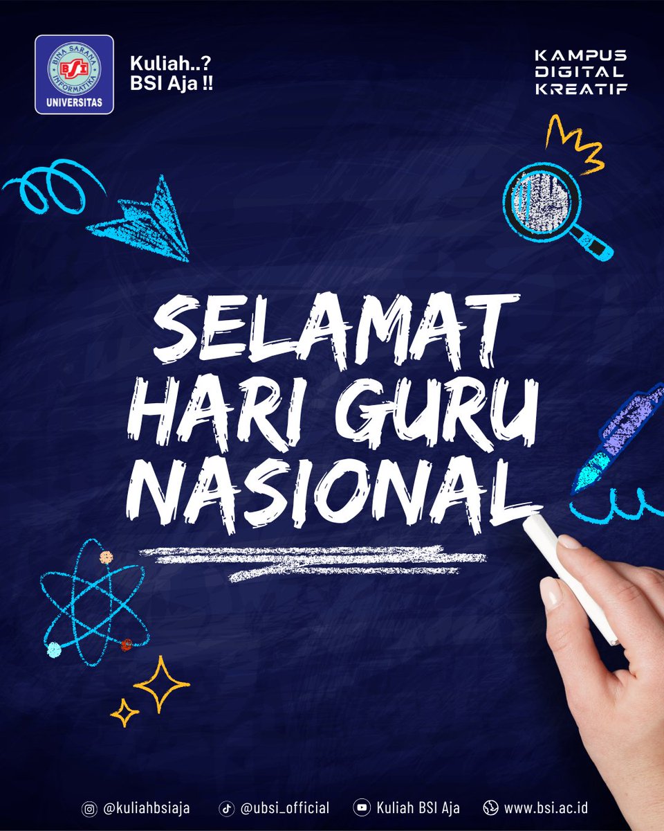 SELAMAT HARI GURU NASIONAL

"Guru adalah cahaya dalam kegelapan pendidikan serta buih dalam lautan ketidaktahuan."

Selamat Hari Guru Nasional 25 November 2024

Kuliah..? BSI Aja !!

#kuliahbsiaja #ubsi #universitasbinasaranainformatika #harigurunasional