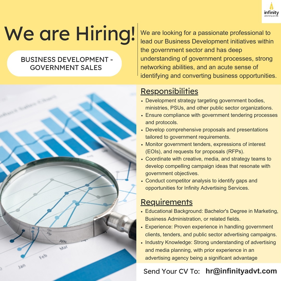 InfinityAdvt's tweet photo. Join our team as a Business Development- Govt Sales

if you are passionate about driving growth and seizing opportunities. Apply now, and let’s create digital magic together!
Apply Now - https://t.co/ICpJXzKuH3

#hiring #WorkWithUs #applynow #bussiness #development #manager https://t.co/qqmpebOpwM