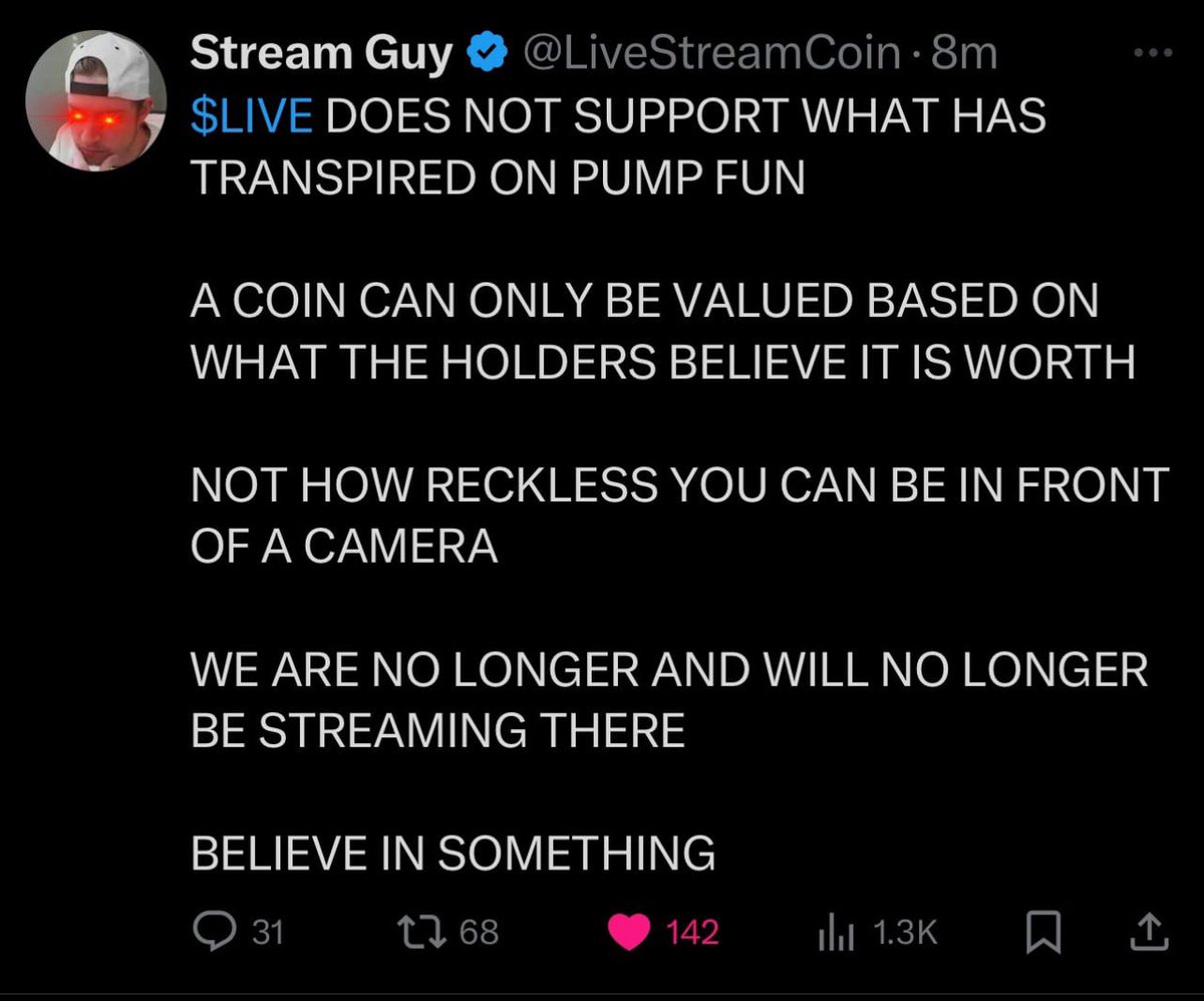 fearless_degen's tweet image. Pumpfun became disgusting 

This kid is the only streamer who stood up

Burned $450k to build a community 

$LIVE is a revolution with @LiveStreamCoin 

#EndPumpFun