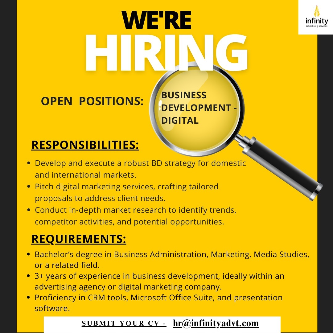 InfinityAdvt's tweet photo. Join our team as a Business Development- Digital
if you are passionate about driving growth and seizing opportunities. Apply now, and let’s create digital magic together!

Apply Now - https://t.co/ICpJXzKuH3

#hiring #WorkWithUs #applynow #bussiness #development #manager https://t.co/9W5nmwVgRF
