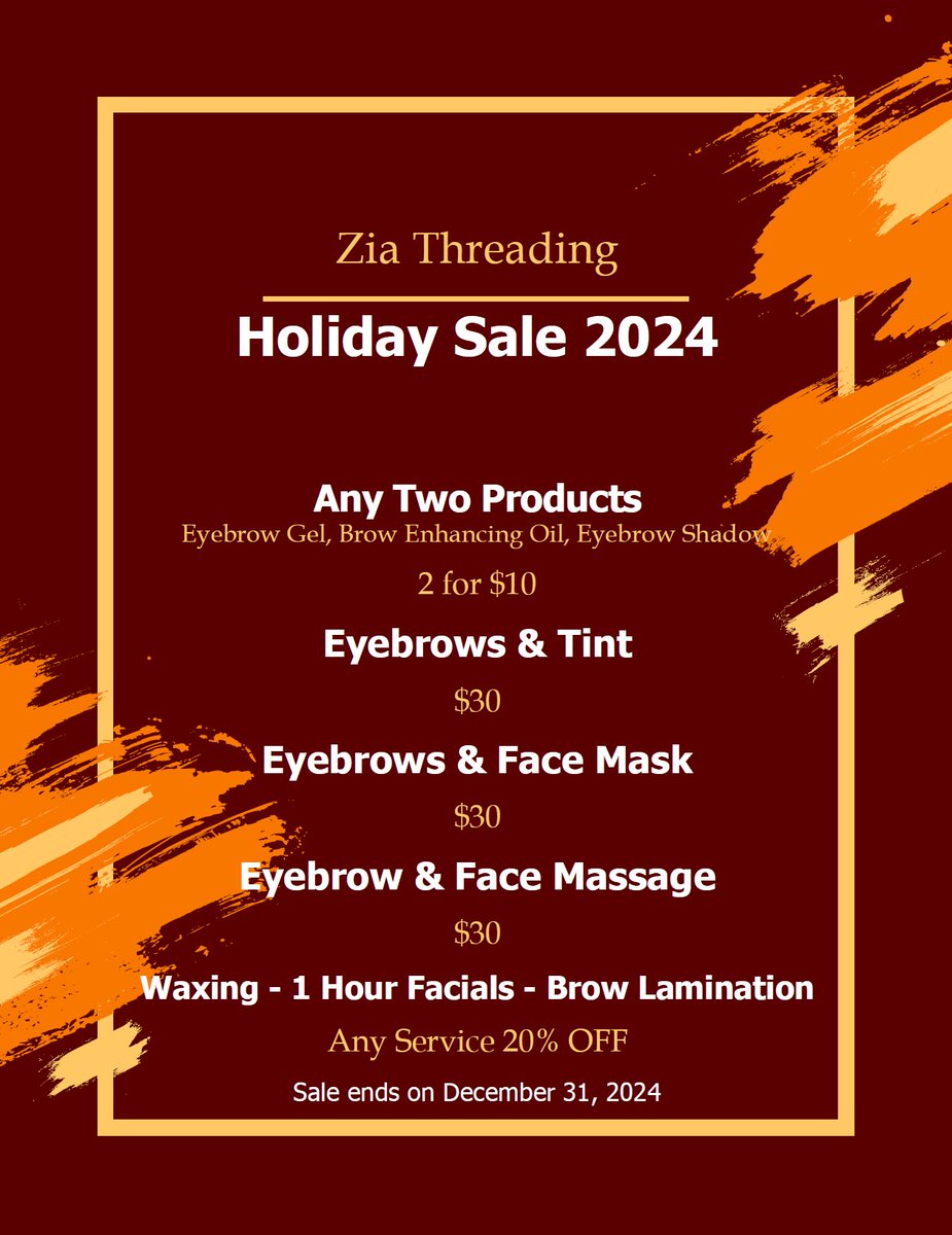 ZiaThreading's tweet image. Holiday Sale 2024 #Thanksgiving2024 #Christmas2024 #beauty #eyebrow #threading