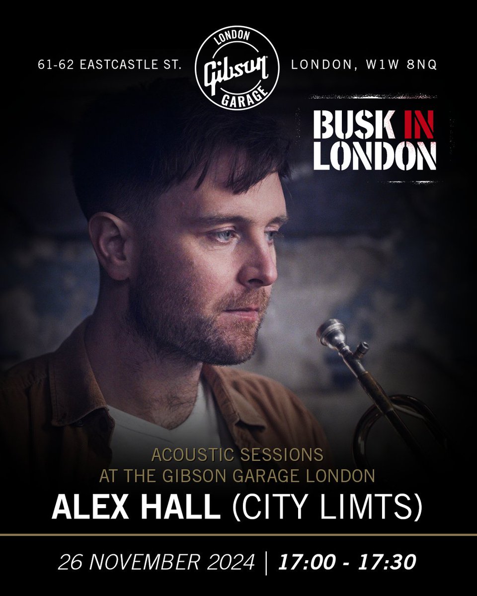 🎤✨ Don’t miss @alexhallmusic LIVE at #GibsonGarageLondon 🎸🎤  @gibsonguitaruk

Experience the unique sound of this talented performer! 🎶

📅 Tue 26 Nov
⏰ 5pm
🎟️ Free Entry
📍 61-62 Eastcastle St, London

#epiphoneuk 
#LiveMusicLondon #AlexHall